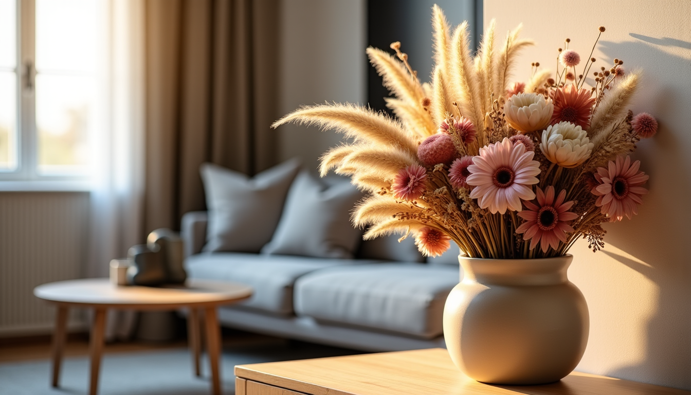 Fleurs séchées ou herbes de la pampa : comment composer votre vase mural idéal